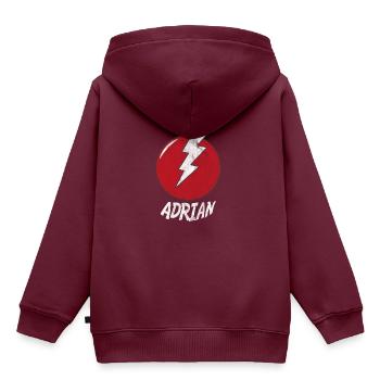 Blitz Namenshirt Superhero Superheld adrian - Kinder Premium Organic Hoodie - Burgunderrot - Hinten - AI Model Kid Female (0cm)