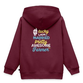 Pretty awesome Farmer - Kinder Premium Organic Hoodie - Burgunderrot - Hinten - AI Model Kid Female (0cm)