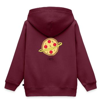 Pizza Circle of Crust - Kinder Premium Organic Hoodie - Burgunderrot - Hinten - AI Model Kid Female (0cm)