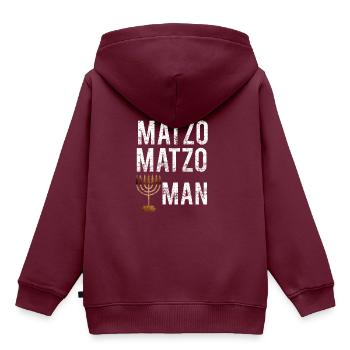 Matzo Matzo Funny MENORAH HANUKKAH - Kinder Premium Organic Hoodie - Burgunderrot - Hinten - AI Model Kid Female (0cm)