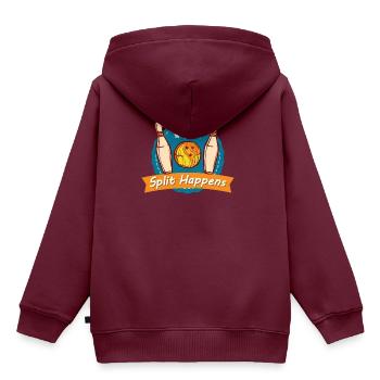 Split Happens T-Shirt Bowling Bowler Tee - Kinder Premium Organic Hoodie - Burgunderrot - Hinten - AI Model Kid Female (0cm)