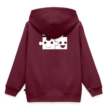Jigsaw Puzzle - Puzzlen - Partnerlook - Kinder Premium Organic Hoodie - Burgunderrot - Hinten - AI Model Kid Female (0cm)