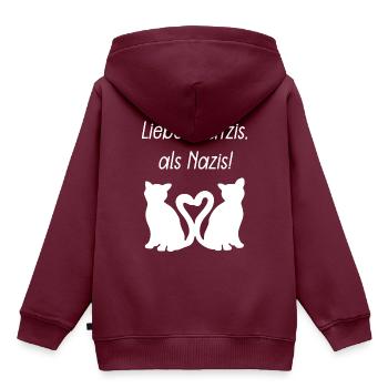 Lieber Katzis, als Nazis! - Kinder Premium Organic Hoodie - Burgunderrot - Hinten - AI Model Kid Female (0cm)