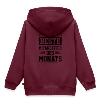 Mitarbeiter des Monats - Kinder Premium Organic Hoodie - Burgunderrot - Hinten - AI Model Kid Female (0cm)