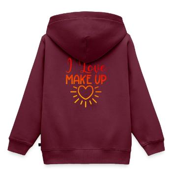 Ich liebe Make up - Kinder Premium Organic Hoodie - Burgunderrot - Hinten - AI Model Kid Female (0cm)