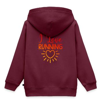 Ich liebe Rennen - Kinder Premium Organic Hoodie - Burgunderrot - Hinten - AI Model Kid Female (0cm)