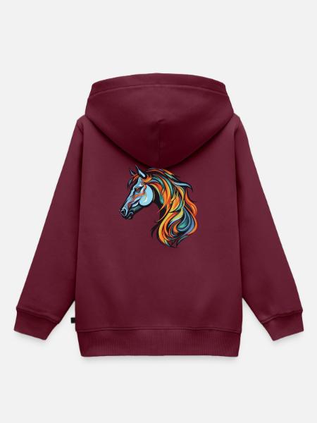 Pferd Portrait - Kinder Premium Organic Hoodie - Burgunderrot