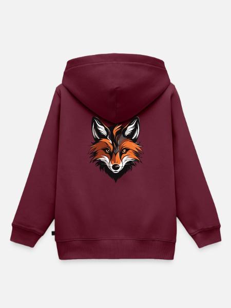 Fuchs Portrait - Kinder Premium Organic Hoodie - Burgunderrot