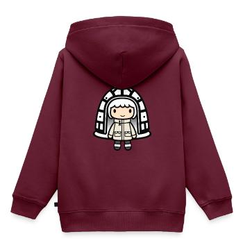 Winter Eskimo Iglu Niedlich - Kinder Premium Organic Hoodie - Burgunderrot - Hinten - AI Model Kid Female (0cm)