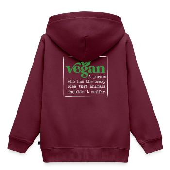Vegan Fleischlos Tierlieb & Veganer - Kinder Premium Organic Hoodie - Burgunderrot - Hinten - AI Model Kid Female (0cm)