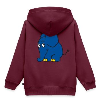 Der Elefant - stehend - Kinder Premium Organic Hoodie - Burgunderrot - Hinten - AI Model Kid Female (0cm)