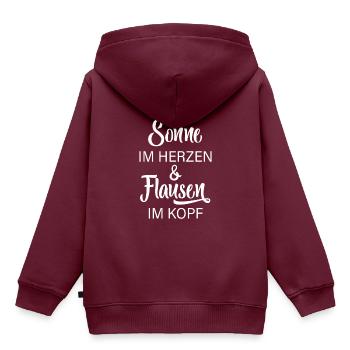Sonne Im Herzen & Flausen Im Kopf - Kinder Premium Organic Hoodie - Burgunderrot - Hinten - AI Model Kid Female (0cm)
