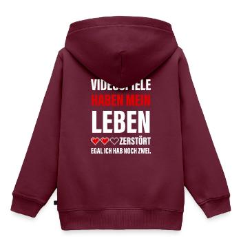 Videospiele Haben Mein Leben Zerstört - Gamer - Kinder Premium Organic Hoodie - Burgunderrot - Hinten - AI Model Kid Female (0cm)