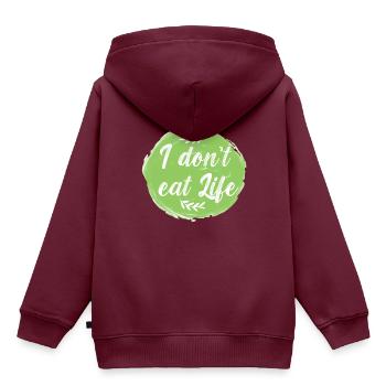 Vegan Fleischlos Tierlieb & Veganer - Kinder Premium Organic Hoodie - Burgunderrot - Hinten - AI Model Kid Female (0cm)