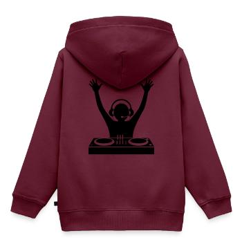 DJ Turntables Party - Kinder Premium Organic Hoodie - Burgunderrot - Hinten - AI Model Kid Female (0cm)