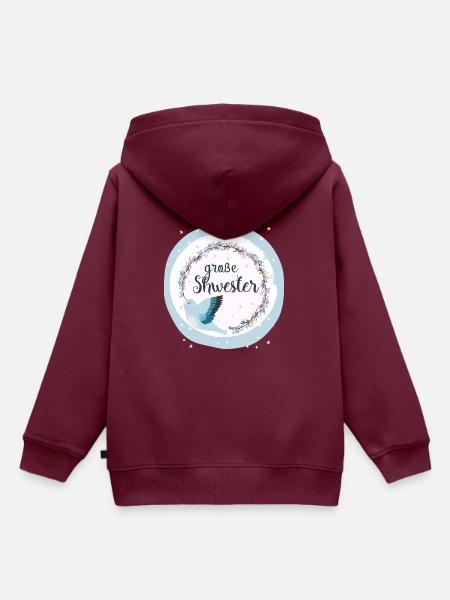 große Schwester Vogel - Kinder Premium Organic Hoodie - Burgunderrot