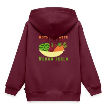 Vegan Fleischlos Tierlieb & Veganer - Kinder Premium Organic Hoodie - Burgunderrot - Hinten - AI Model Kid Female (0cm)