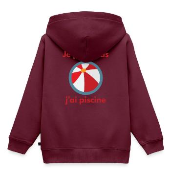 "Ich kann nicht, ich schwimme" (Ballon) - Kinder Premium Organic Hoodie - Burgunderrot - Hinten - AI Model Kid Female (0cm)