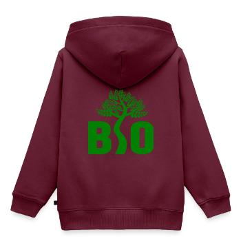 Bio Organic - Kinder Premium Organic Hoodie - Burgunderrot - Hinten - AI Model Kid Female (0cm)