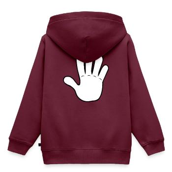 Hand Gimme 5 | Black/White - Kinder Premium Organic Hoodie - Burgunderrot - Hinten - AI Model Kid Female (0cm)