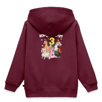 3. Geburtstag Jahre Bauernhof Tier Kinder Geschenk - Kinder Premium Organic Hoodie - Burgunderrot - Hinten - AI Model Kid Female (0cm)