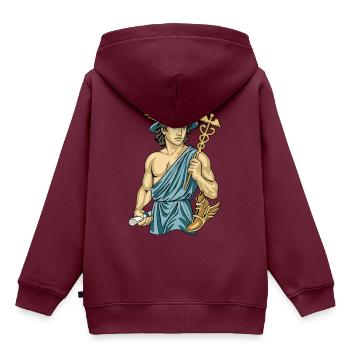 Hermes - Kinder Premium Organic Hoodie - Burgunderrot - Hinten - AI Model Kid Female (0cm)