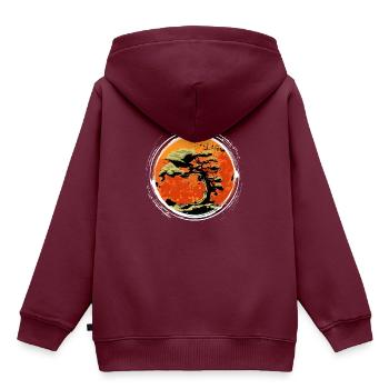 Yin Yang Bonsai Baum Japan Buddha Zen Geschenk - Kinder Premium Organic Hoodie - Burgunderrot - Hinten - AI Model Kid Female (0cm)