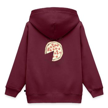 Pizza Love At First Slice - Kinder Premium Organic Hoodie - Burgunderrot - Hinten - AI Model Kid Female (0cm)