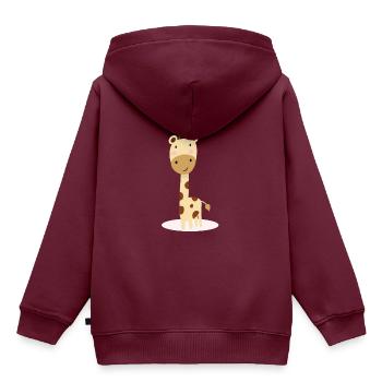 Baby Giraffe - süßes Motiv mit rosa Wangen - Kinder Premium Organic Hoodie - Burgunderrot - Hinten - AI Model Kid Female (0cm)