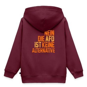 NEIN DIE AFD IST KEINE ALTERNATIVE - Kinder Premium Organic Hoodie - Burgunderrot - Hinten - AI Model Kid Female (0cm)