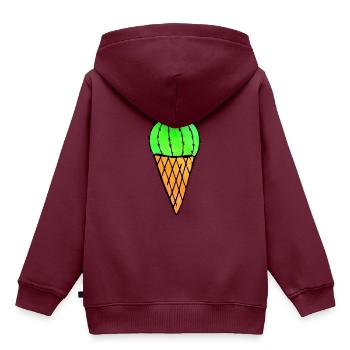 Cactus Ice Cream - Kinder Premium Organic Hoodie - Burgunderrot - Hinten - AI Model Kid Female (0cm)