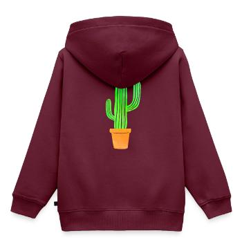 Watercolor Art Cactus - Kinder Premium Organic Hoodie - Burgunderrot - Hinten - AI Model Kid Female (0cm)