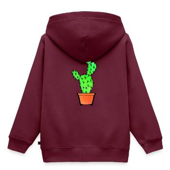 Watercolor Cactus - Kinder Premium Organic Hoodie - Burgunderrot - Hinten - AI Model Kid Female (0cm)