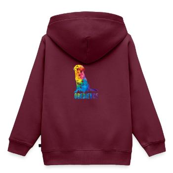 T-Shirt Retriever Obedience - Kinder Premium Organic Hoodie - Burgunderrot - Hinten - AI Model Kid Female (0cm)