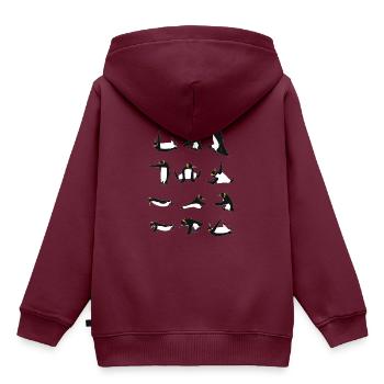 Penguins doing Yoga - Kinder Premium Organic Hoodie - Burgunderrot - Hinten - AI Model Kid Female (0cm)