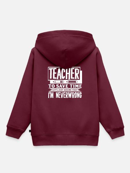 Lehrer - Kinder Premium Organic Hoodie - Burgunderrot
