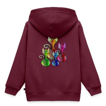 Katzen - Kinder Premium Organic Hoodie - Burgunderrot - Hinten - AI Model Kid Female (0cm)