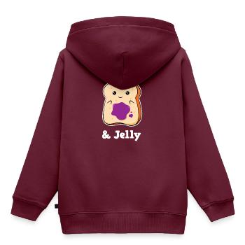 Erdnussbutter und Marmelade Geschenk - Kinder Premium Organic Hoodie - Burgunderrot - Hinten - AI Model Kid Female (0cm)