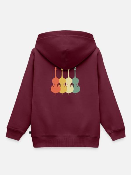 Kontrabass 70s Retro Look - Kinder Premium Organic Hoodie - Burgunderrot