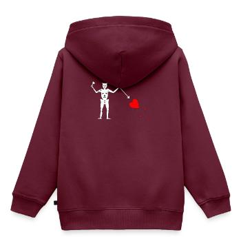 Blackbird Pirat Herz Krone Speer Skelett Karibik - Kinder Premium Organic Hoodie - Burgunderrot - Hinten - AI Model Kid Female (0cm)