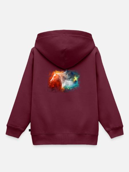Pferd - Kinder Premium Organic Hoodie - Burgunderrot