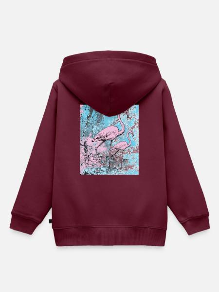 Rosa Flamingos - Kinder Premium Organic Hoodie - Burgunderrot