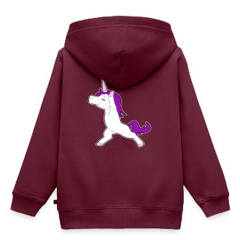Einhorn Tussi stolz eingebildet Geschenk Idee - Kinder Premium Organic Hoodie - Burgunderrot - Hinten - AI Model Kid Female (0cm)