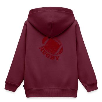 Rugby Football Geschenk Fan Rugbyspieler - Kinder Premium Organic Hoodie - Burgunderrot - Hinten - AI Model Kid Female (0cm)