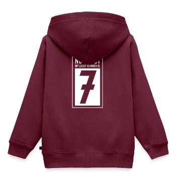 Glückszahl Glück Haben Lieblingszahl Geschenk - Kinder Premium Organic Hoodie - Burgunderrot - Hinten - AI Model Kid Female (0cm)