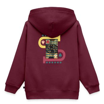 Pik Bube Spielkarte - Kinder Premium Organic Hoodie - Burgunderrot - Hinten - AI Model Kid Female (0cm)