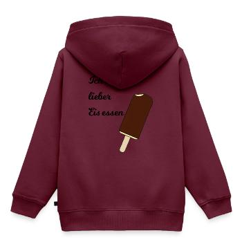 Eis - Kinder Premium Organic Hoodie - Burgunderrot - Hinten - AI Model Kid Female (0cm)