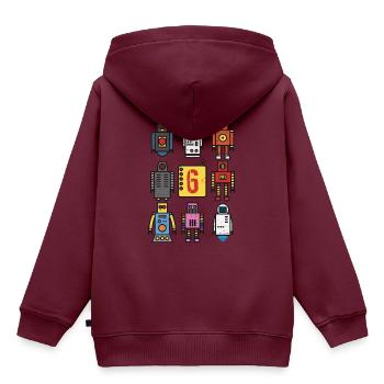 Retro Roboter 6. Geburtstag - Kinder Premium Organic Hoodie - Burgunderrot - Hinten - AI Model Kid Female (0cm)