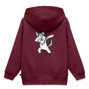 Husky dabbing - Kinder Premium Organic Hoodie - Burgunderrot - Hinten - AI Model Kid Female (0cm)