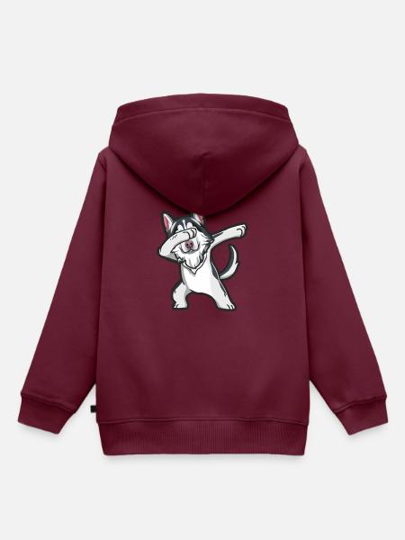 Husky dabbing - Kinder Premium Organic Hoodie - Burgunderrot